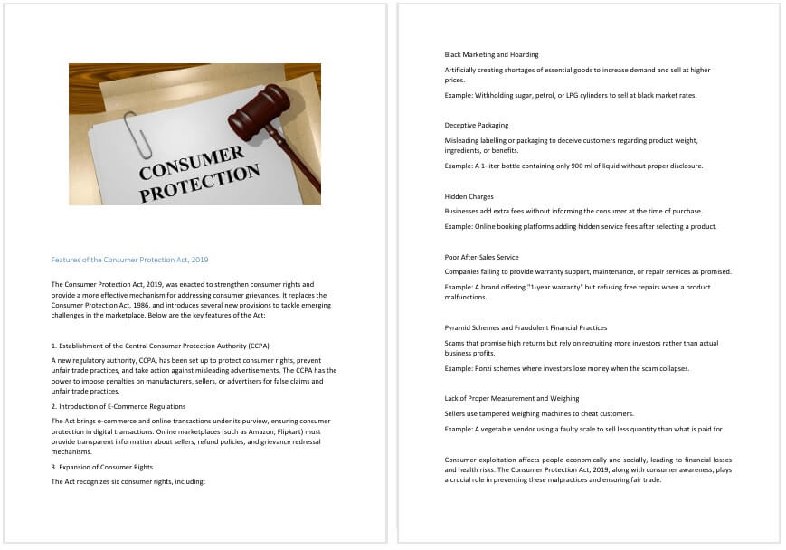 consumer protection commercial studies project