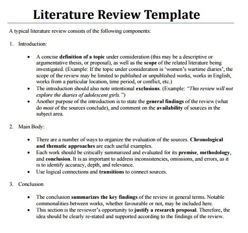 Literature review template