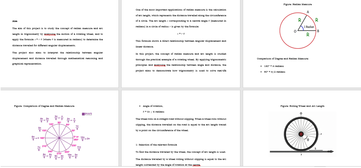 radian and arc math class-11 project